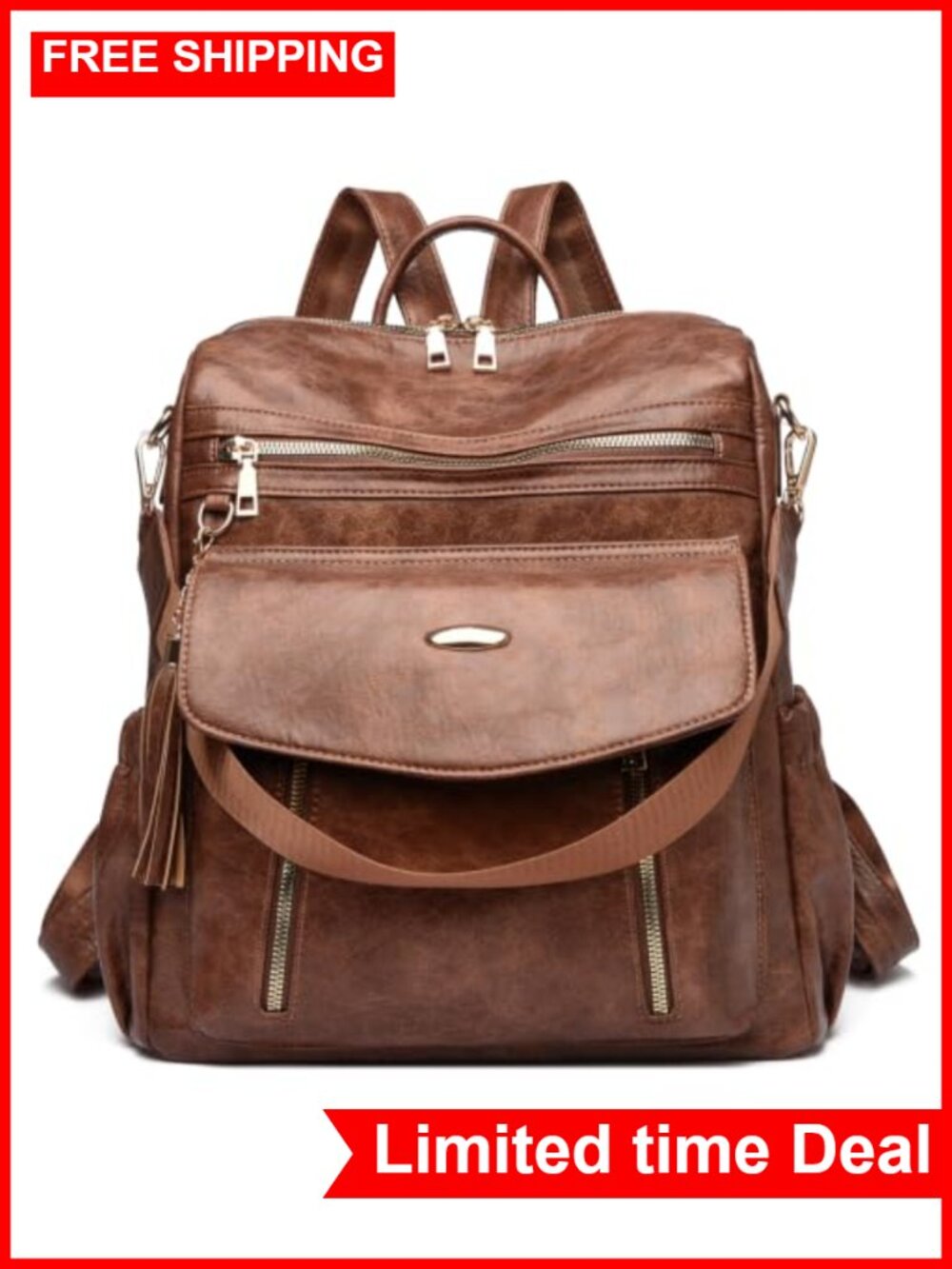 Women's Convertible Vegan Leather Anti-theft Backpack Purse 3-Way Satchel